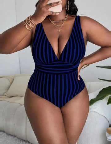 Costum de baie SHEIN CURVE, alb/negru