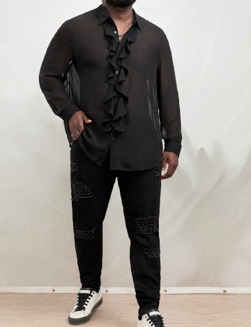 Camasa SHEIN Plus Size Men, negru