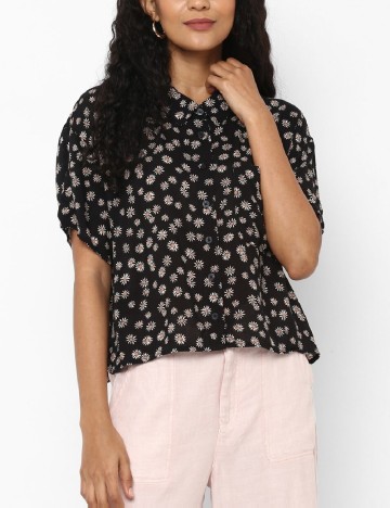 Camasa American Eagle, negru floral