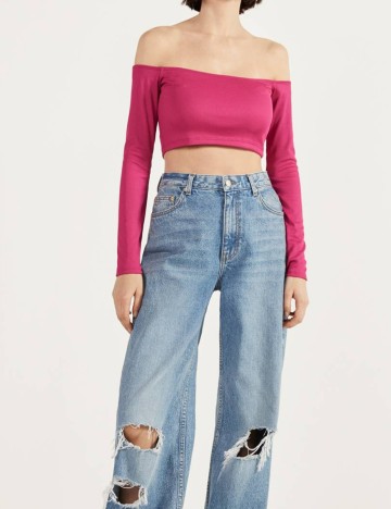 Top Bershka, magenta, M