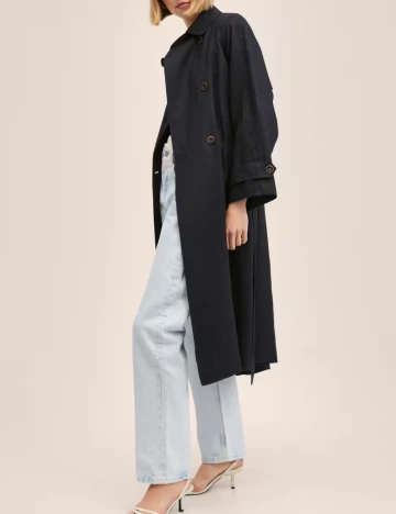 Trench Mango, negru Negru