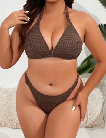 Costum de baie SHEIN CURVE, maro