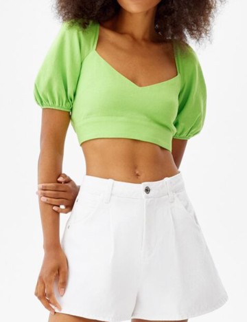 Top Bershka, verde, XS