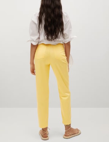 Pantaloni Mango, galben