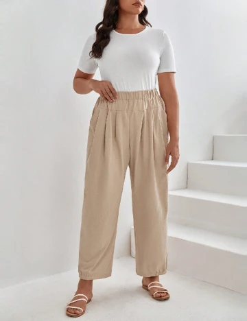 Pantaloni SHEIN CURVE, crem Crem