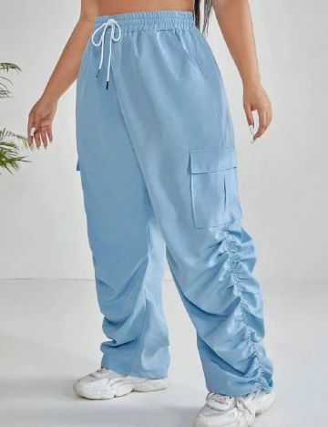 Pantaloni SHEIN CURVE, bleu Albastru