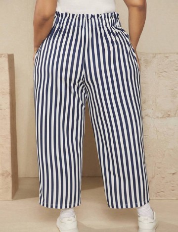 Pantaloni SHEIN CURVE, albastru/alb