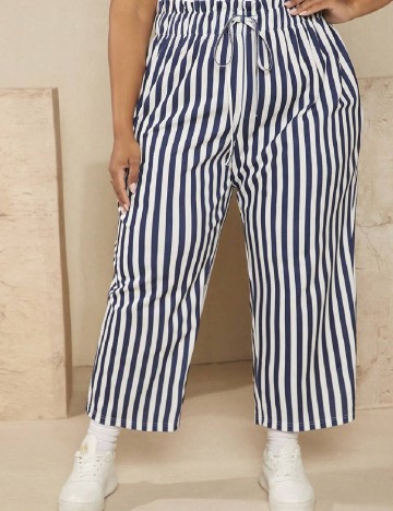 Pantaloni SHEIN CURVE, albastru/alb