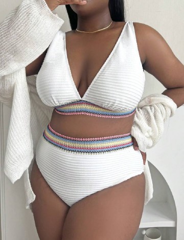 Costum de baie SHEIN CURVE, alb