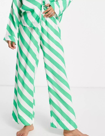 Pantaloni de pijama ASOS, alb/verde