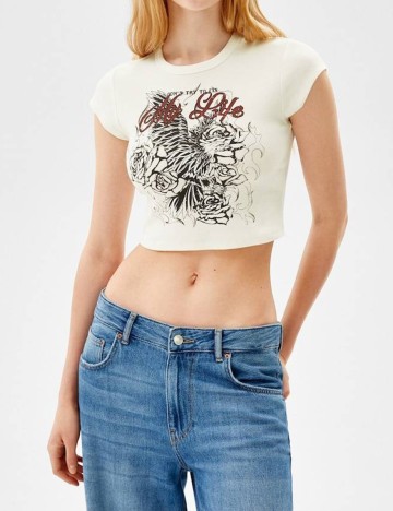 Top Bershka, alb, M