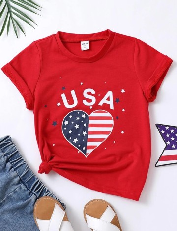 Tricou Shein Kids, rosu