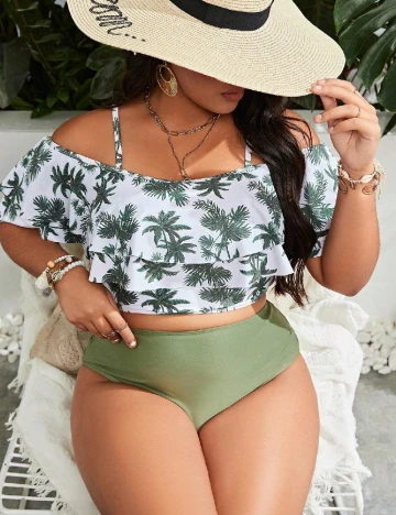 Costum de baie SHEIN CURVE, verde Verde