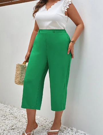 Pantaloni SHEIN CURVE, verde Verde