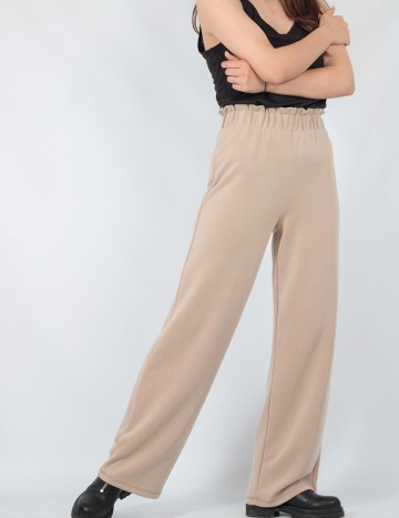 Pantaloni Pieces, maro deschis