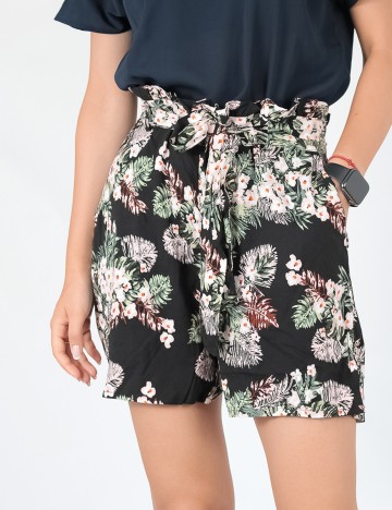 Pantaloni scurti Vero Moda, negru floral, XS