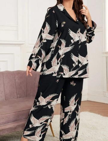 Pijama SHEIN CURVE, negru