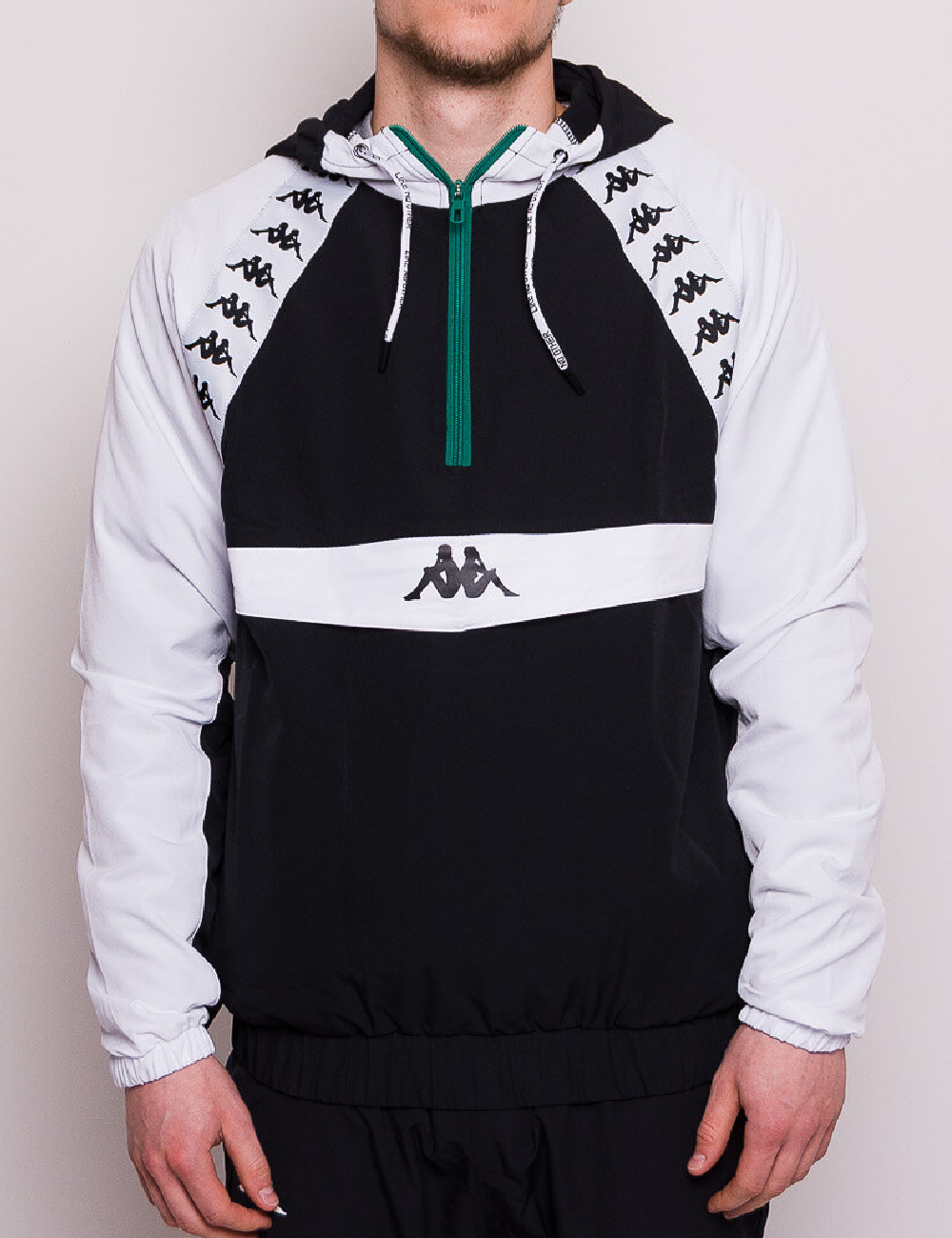 【Kappa】 Jacheta casual Kappa cu fermoar, gluga și snur, negru - pl500505