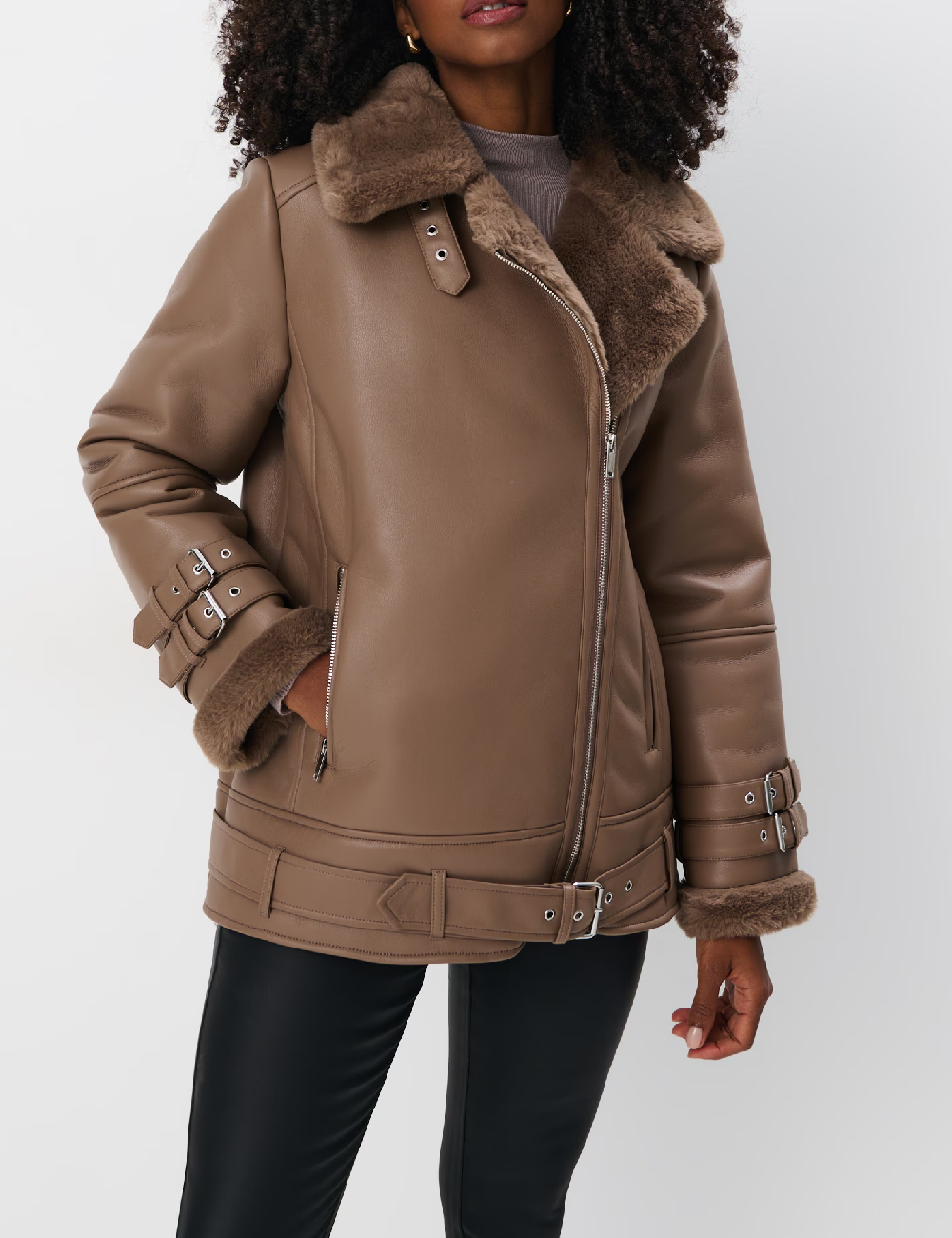 まこ Geaca casual Mohito cu fermoar, maro - ai555449 | outletmag.ro
