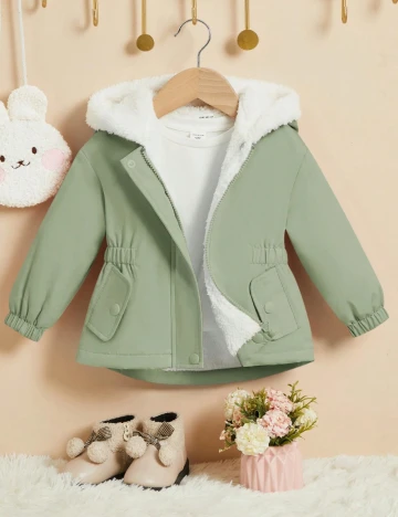 Geaca Shein Kids, verde opalin Verde