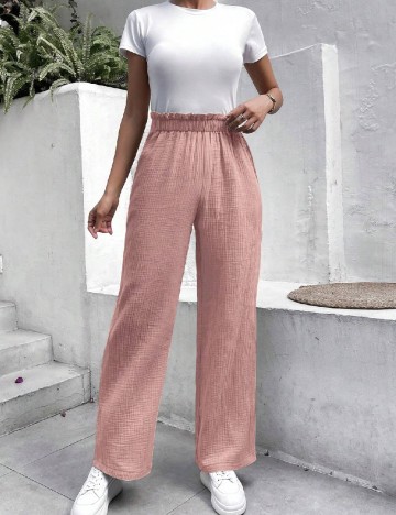 Pantaloni SHEIN, roz pudra