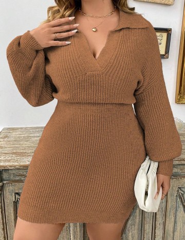 Rochie scurta SHEIN CURVE, maro