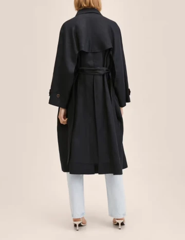 Trench Mango, negru Negru