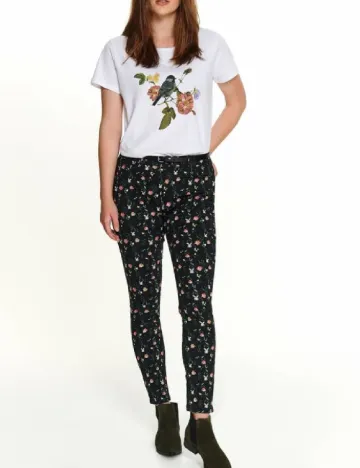 Pantaloni Top Secret, negru floral Floral print