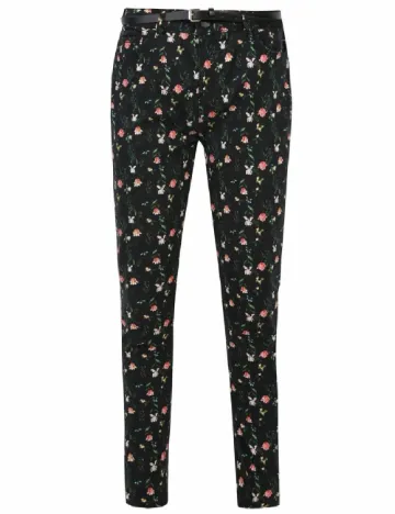 Pantaloni Top Secret, negru floral Floral print