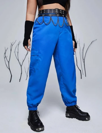 Pantaloni SHEIN CURVE, albastru Albastru