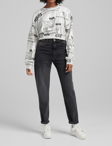 Bluza Bershka, alb, XS
