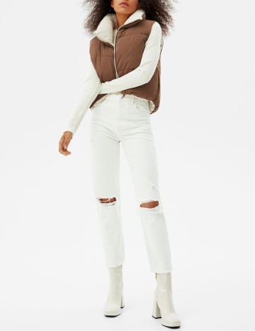 Vesta reversibila Bershka, crem/maro