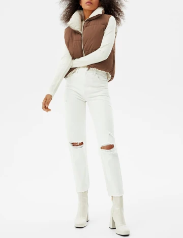 Vesta reversibila Bershka, crem/maro