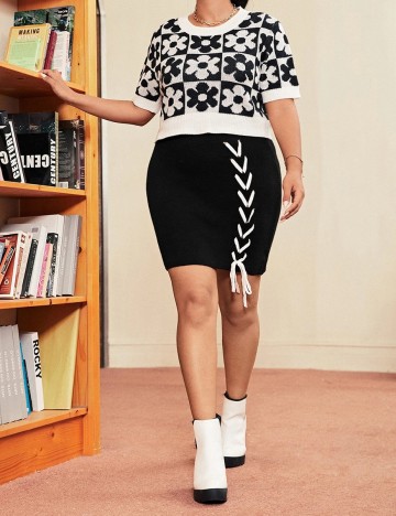 Fusta SHEIN CURVE, negru