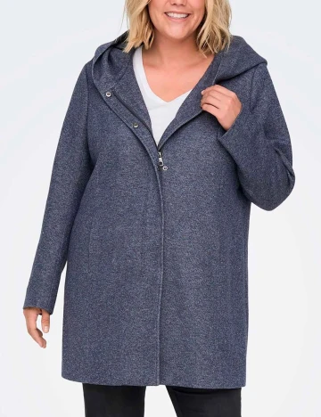 Palton Only Carmakoma, albastru