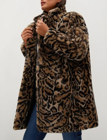 Palton Mango Violeta, animal print