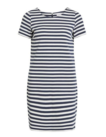 Rochie scurta Vila, alb/bleumarin