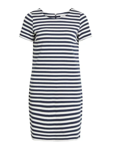 Rochie scurta Vila, alb/bleumarin