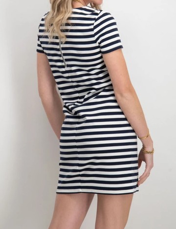 Rochie scurta Vila, alb/bleumarin