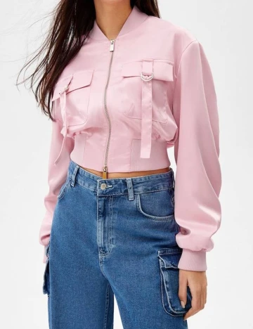 Geaca Bershka, roz Roz