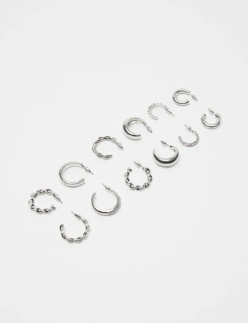 Set cercei Bershka, argintiu Gri