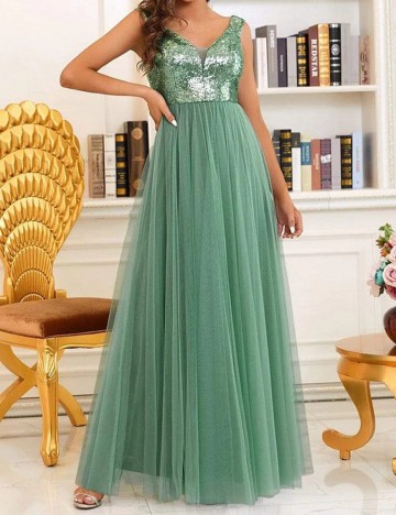 Rochie lunga Ever-Pretty, verde