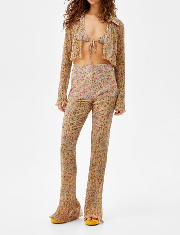 Pantaloni Bershka, floral, XS