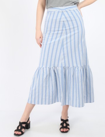 Fusta lunga Sinsay, albastru/alb