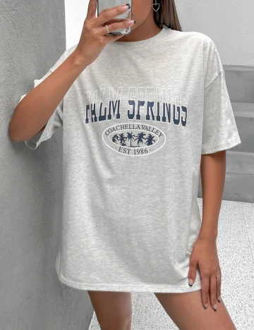 Tricou Oversize SHEIN, gri