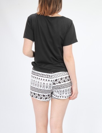 Pijamale SHEIN, negru/alb