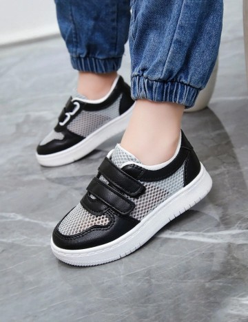 Adidasi Shein Kids, alb-negru