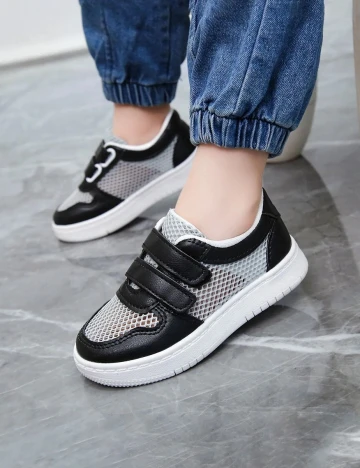 Adidasi Shein Kids, alb-negru