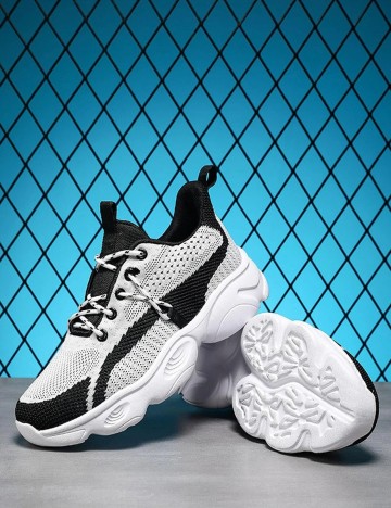 Adidasi SHEIN, alb-negru