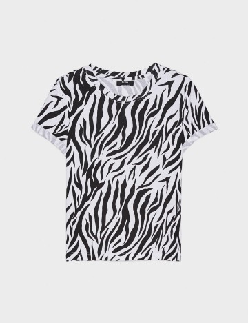 Tricou Bershka, alb/negru